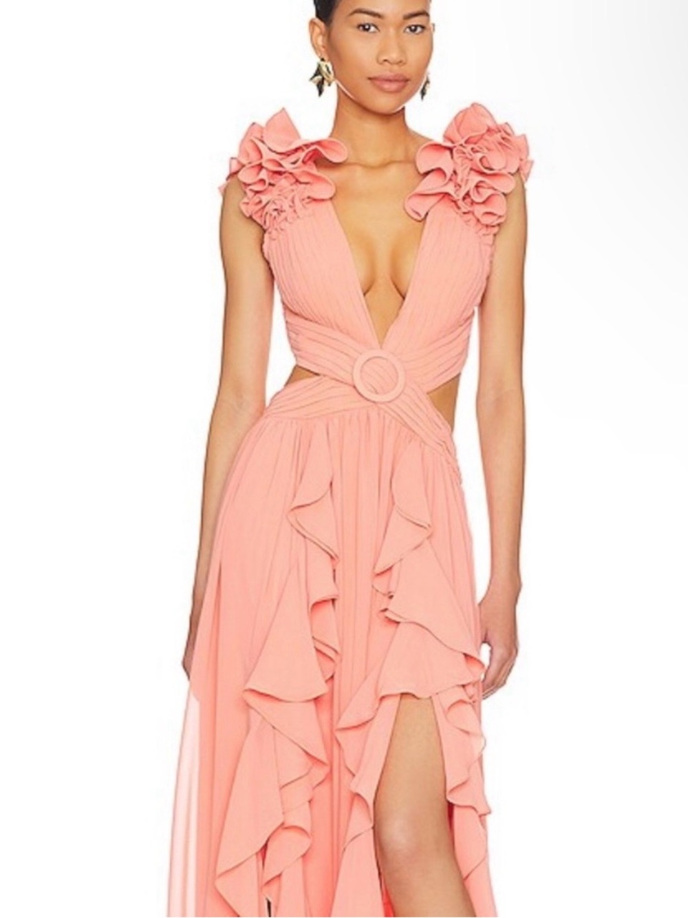 BNWT PatBO Flutter Sleeve Maxi Dress in Apricot size 2